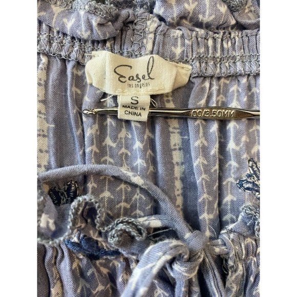 Easel Erin Blue Boho Dress Off The Shoulder Peasant Embroidered SZ Small - Picture 6 of 8